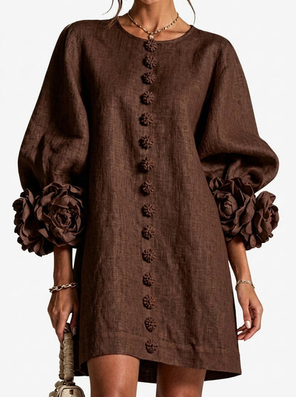 Cintia | Vestido con flores en relieve