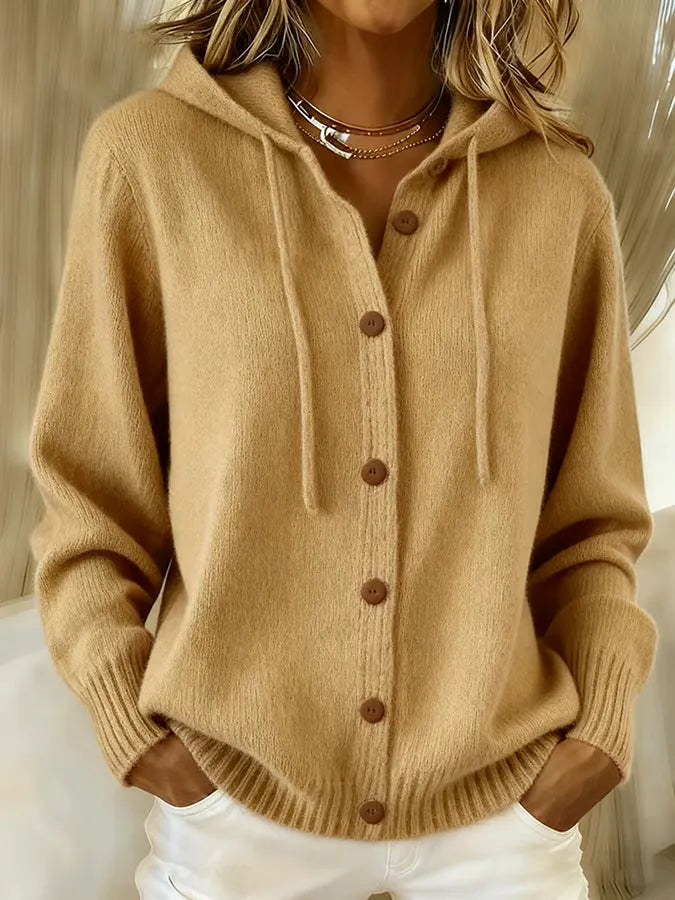 Begoña | Chaqueta de Punto con Capucha y Botones