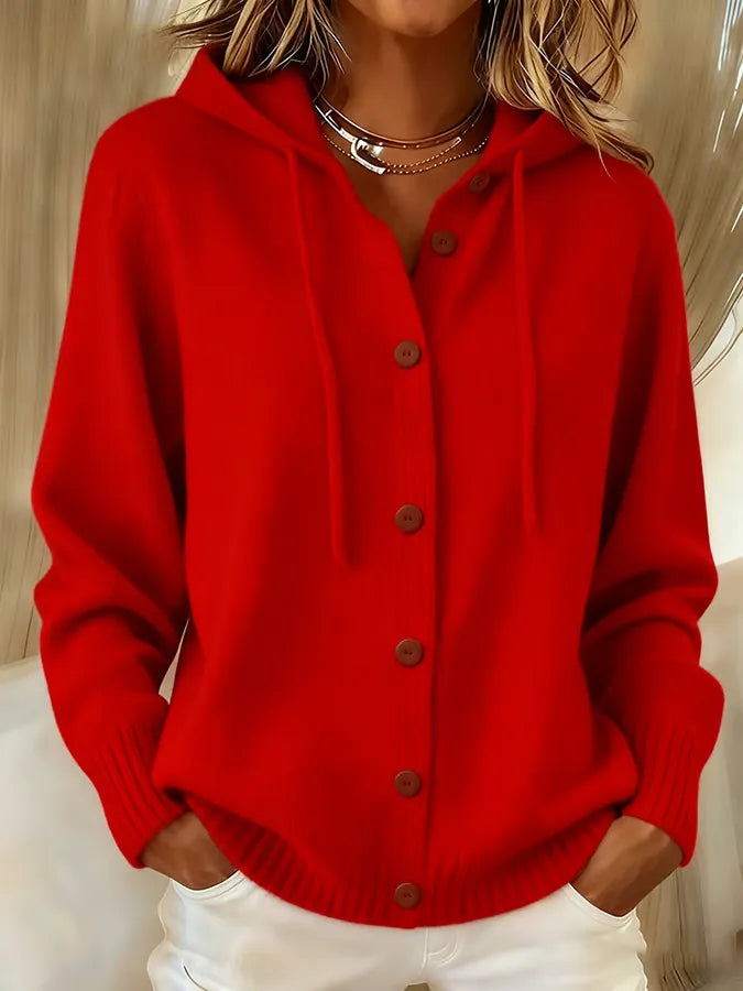 Begoña | Chaqueta de Punto con Capucha y Botones