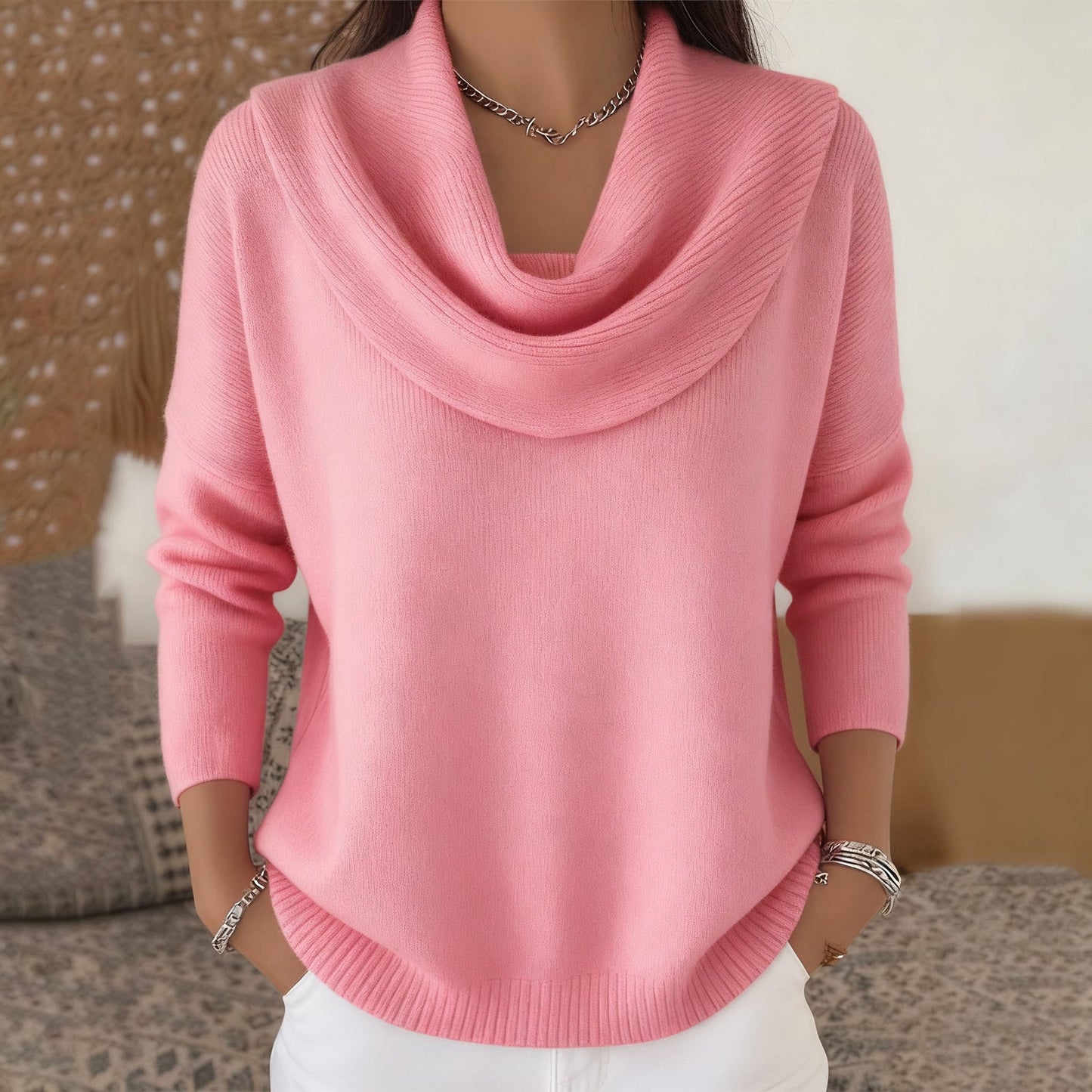 Julia | Jersey con Cuello Drapeado