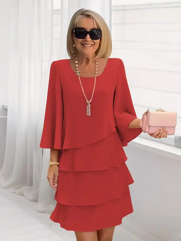 Elsa – Vestido Elegante y Fluido con Volantes
