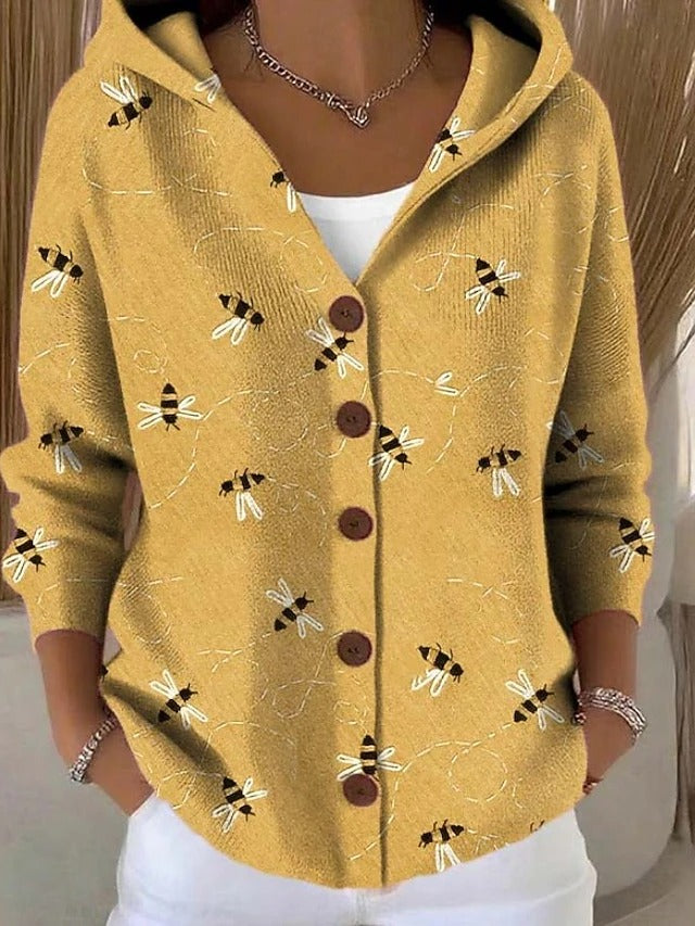 Paloma | Chaqueta de Punto Estampada con Capucha