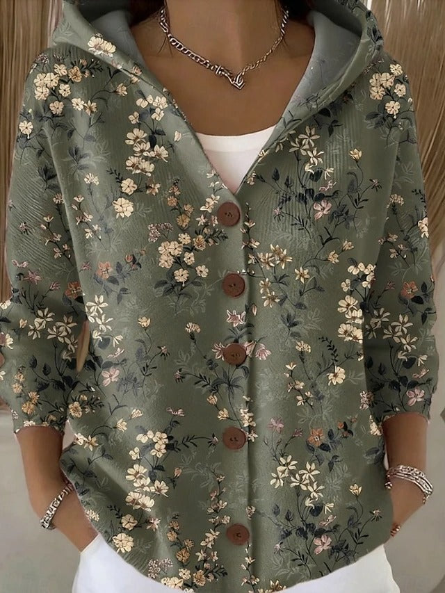 Paloma | Chaqueta de Punto Estampada con Capucha