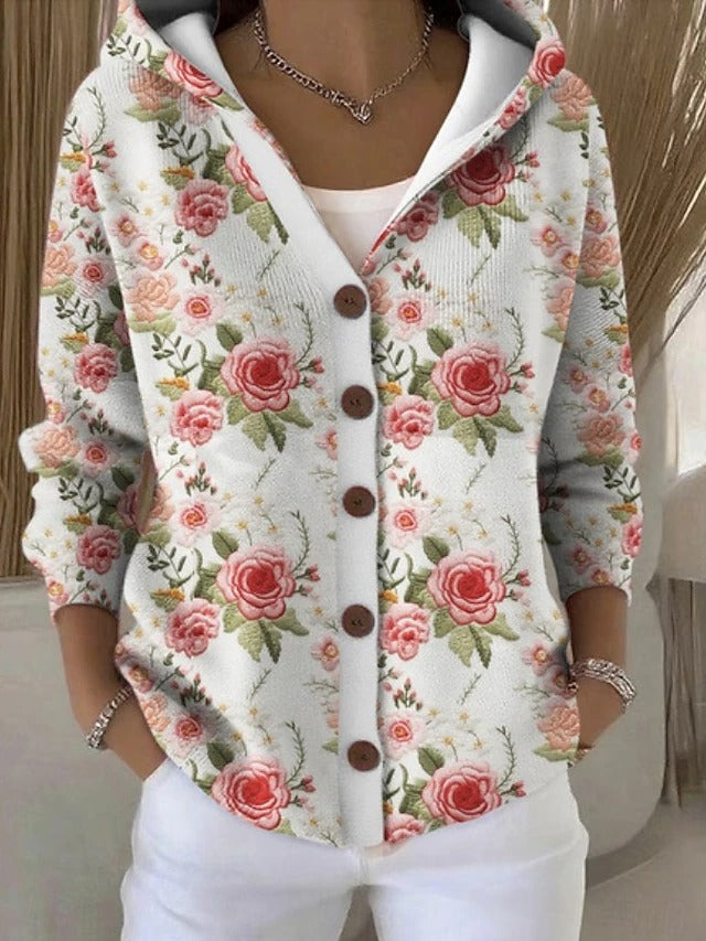Paloma | Chaqueta de Punto Estampada con Capucha
