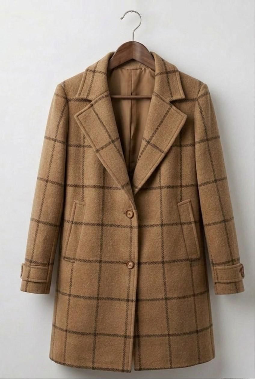 Graziella | Abrigo largo de tweed a cuadros
