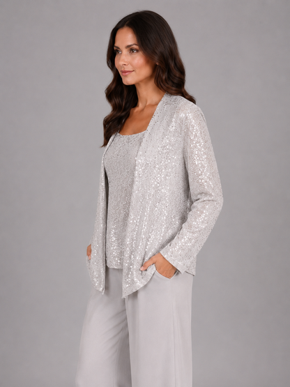 Valeria | Conjunto Elegante de Tres Piezas con Lentejuelas