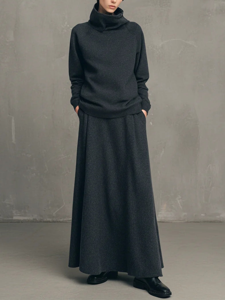 Vega | Conjunto Gris Antracita con Falda Evasé