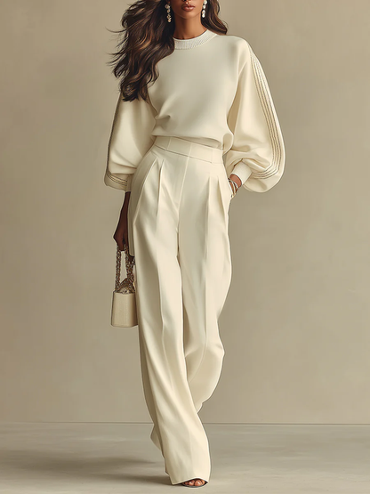 Luisa | Conjunto Acanalado de Top y Pantalón de Pierna Ancha