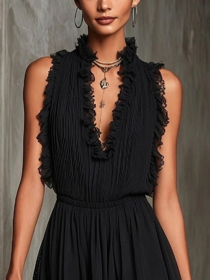 Melany | Mono corto negro con volantes