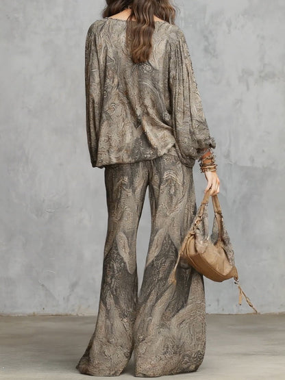 Inés | Conjunto Estampado Paisley con Pantalón Ancho