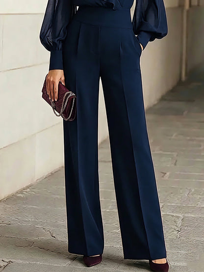 Marina | Conjunto Azul Marino con Volantes y Pantalón Ancho