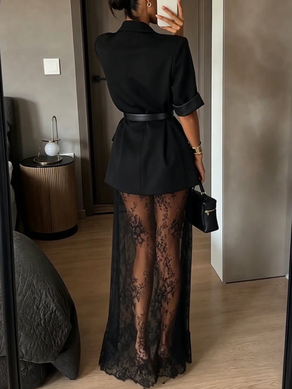 Carlota | Conjunto Elegante de Blazer y Vestido de Encaje