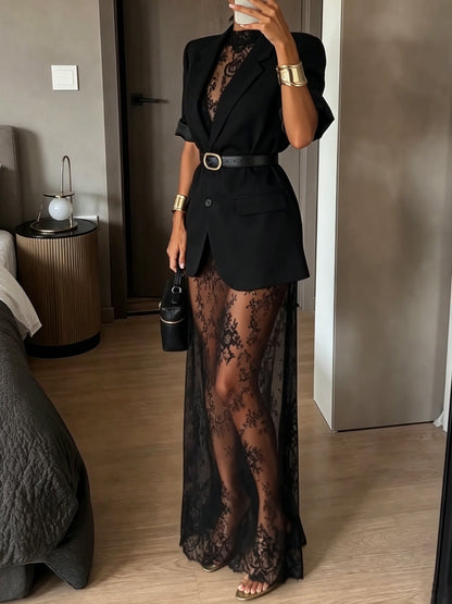 Carlota | Conjunto Elegante de Blazer y Vestido de Encaje