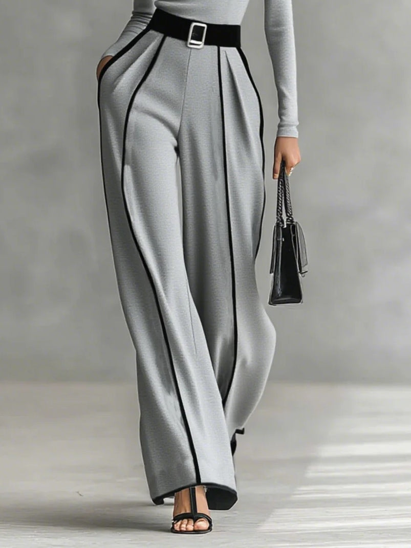 Adèle | Conjunto de cuello alto con ribetes blancos y pantalón de pierna ancha