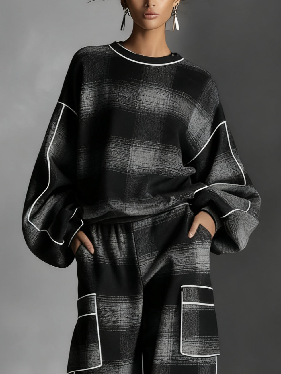 Nerea | Conjunto de Sudadera y Pantalón a Cuadros