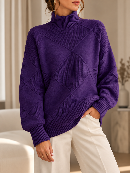 Adriana | Jersey de Cuello Alto con Rombos