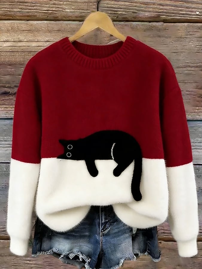 Cristina | Jersey Oversize Elegante con Gato
