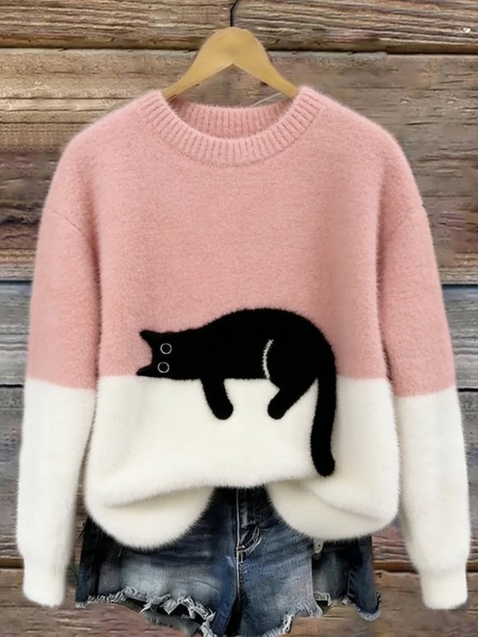 Cristina | Jersey Oversize Elegante con Gato