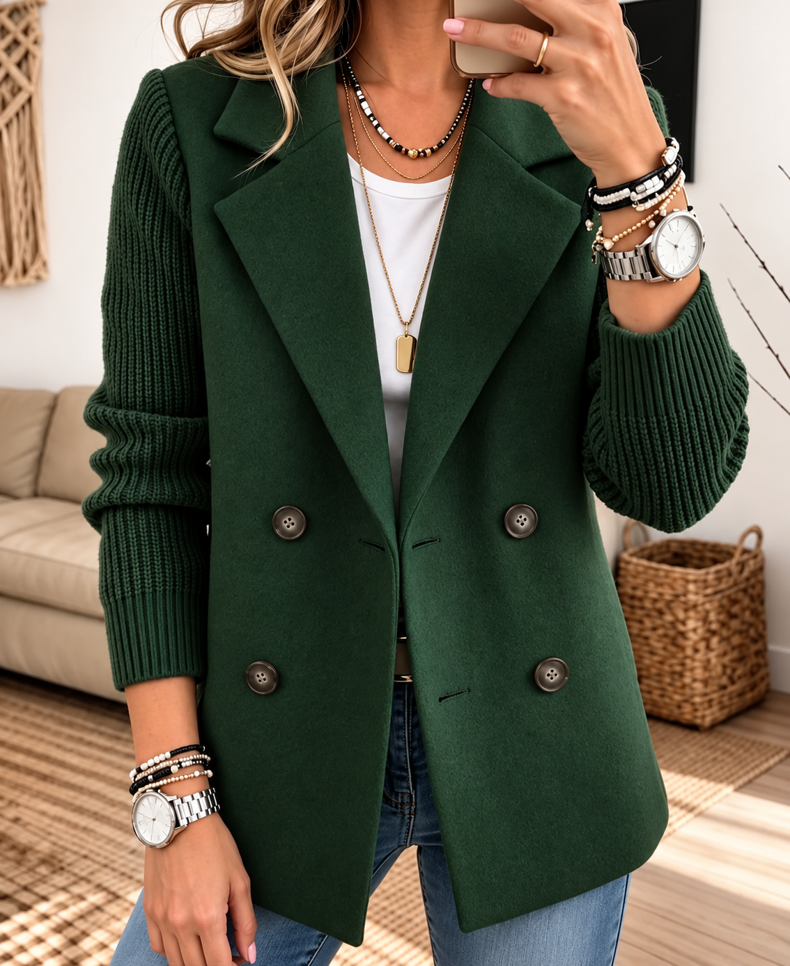 Carla | Blazer Elegante con Mangas de Punto