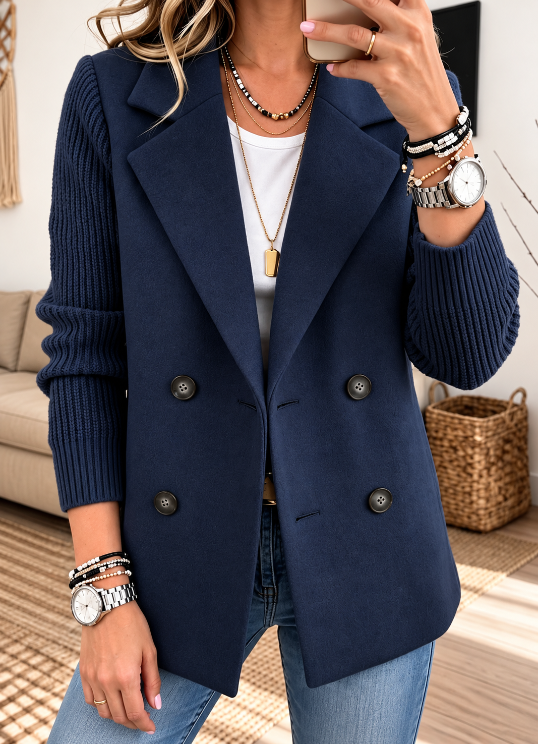 Carla | Blazer Elegante con Mangas de Punto