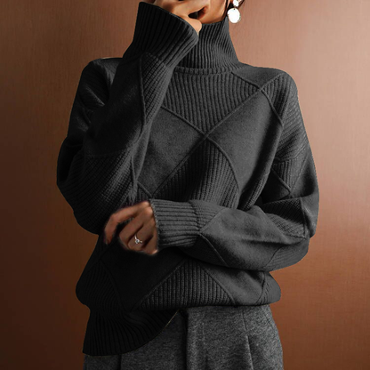 Adriana | Jersey de Cuello Alto con Rombos
