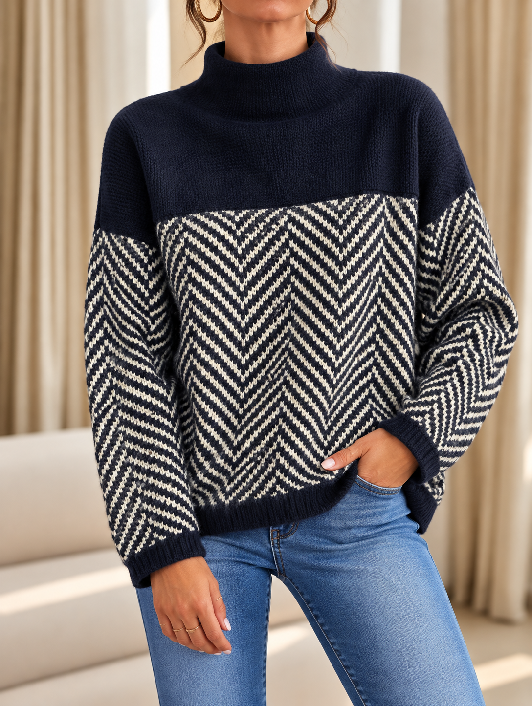 Martina | Jersey de Algodón con Cuello Alto