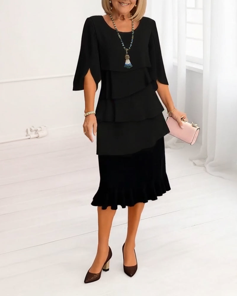 Sofía – Vestido Elegante y Fluido con Volantes