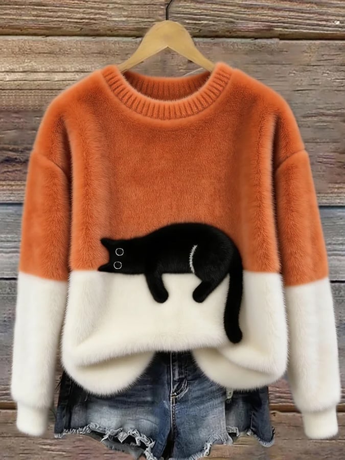 Cristina | Jersey Oversize Elegante con Gato
