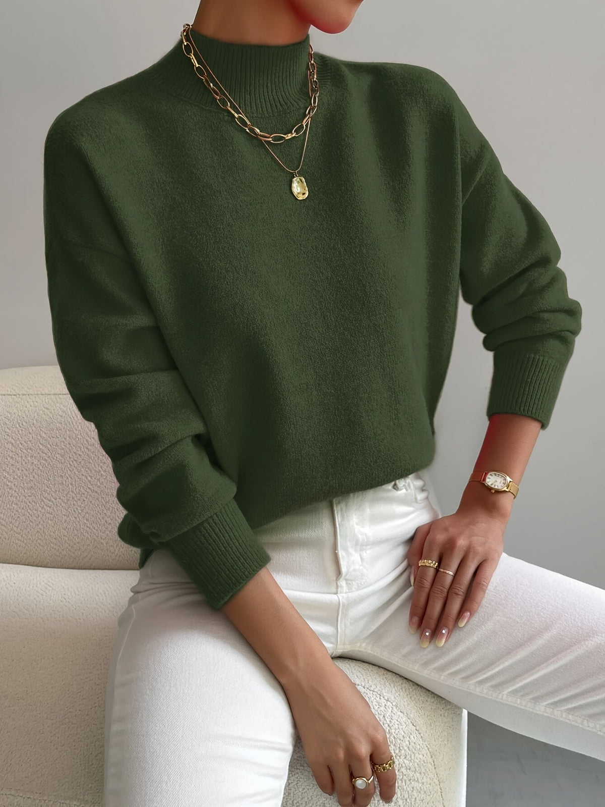 Claudia | Jersey Suave de Cuello Alto