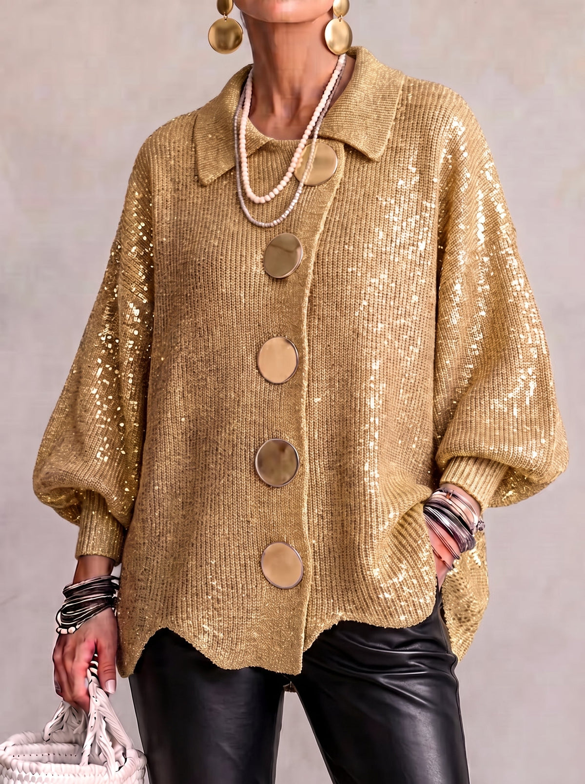 Manon | Cárdigan Oversize con Botones Dorados