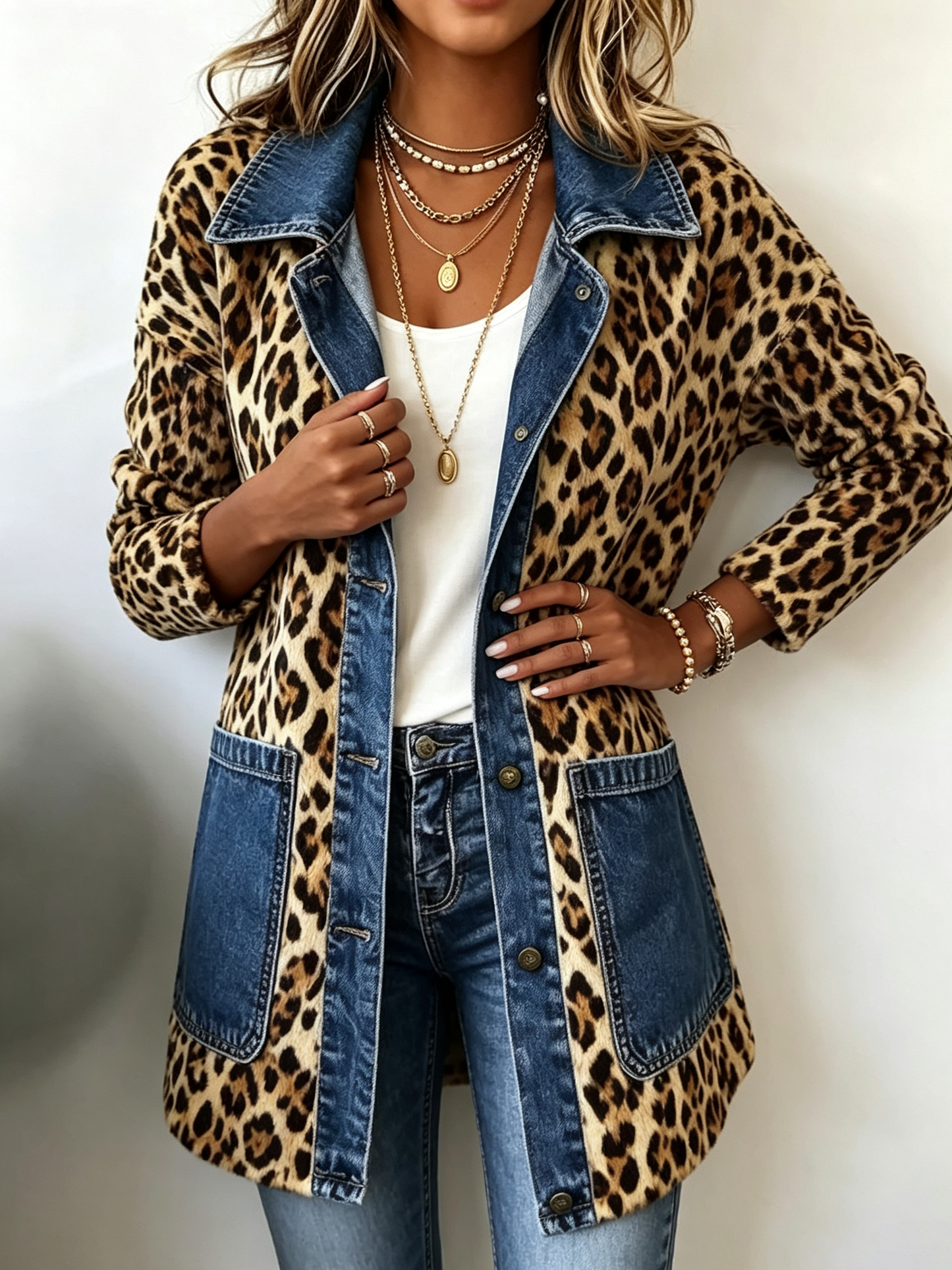 Lorena | Chaqueta Larga de Leopardo con Vaquero