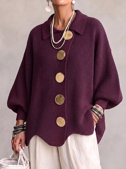 Manon | Cárdigan Oversize con Botones Dorados