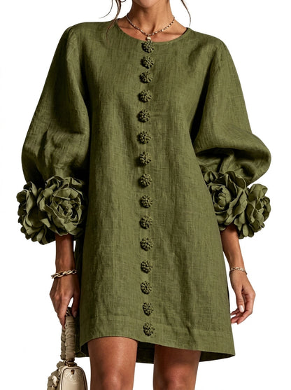 Cintia | Vestido con flores en relieve
